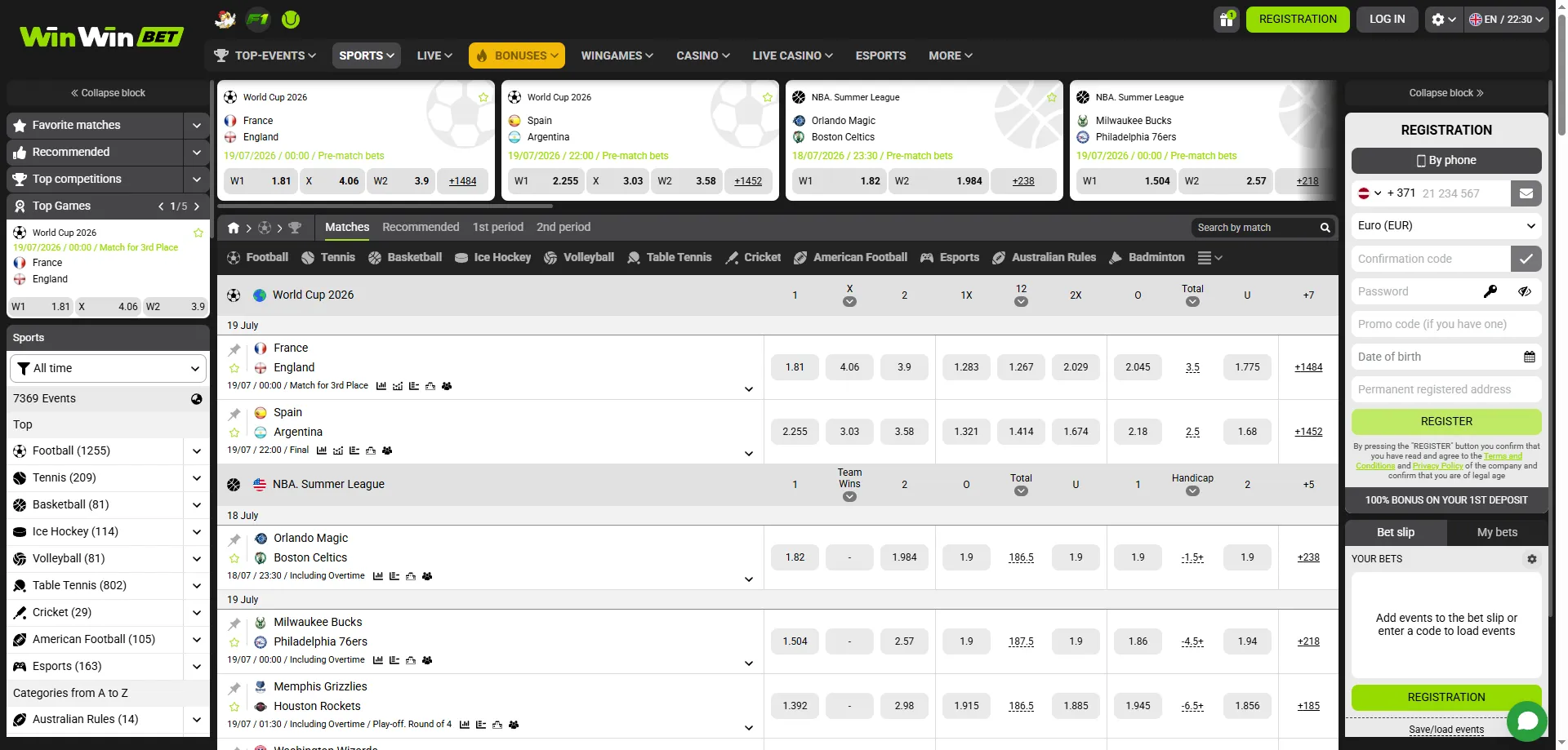 Paris sportifs WinWin Bet CI &mdash; plus de 30 sports avec streaming HD en direct
